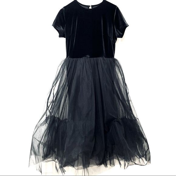 Junie Blake Tardis Black Velvet Dress With Black Tulle Skirt Goth Fairycore M - Picture 2 of 14